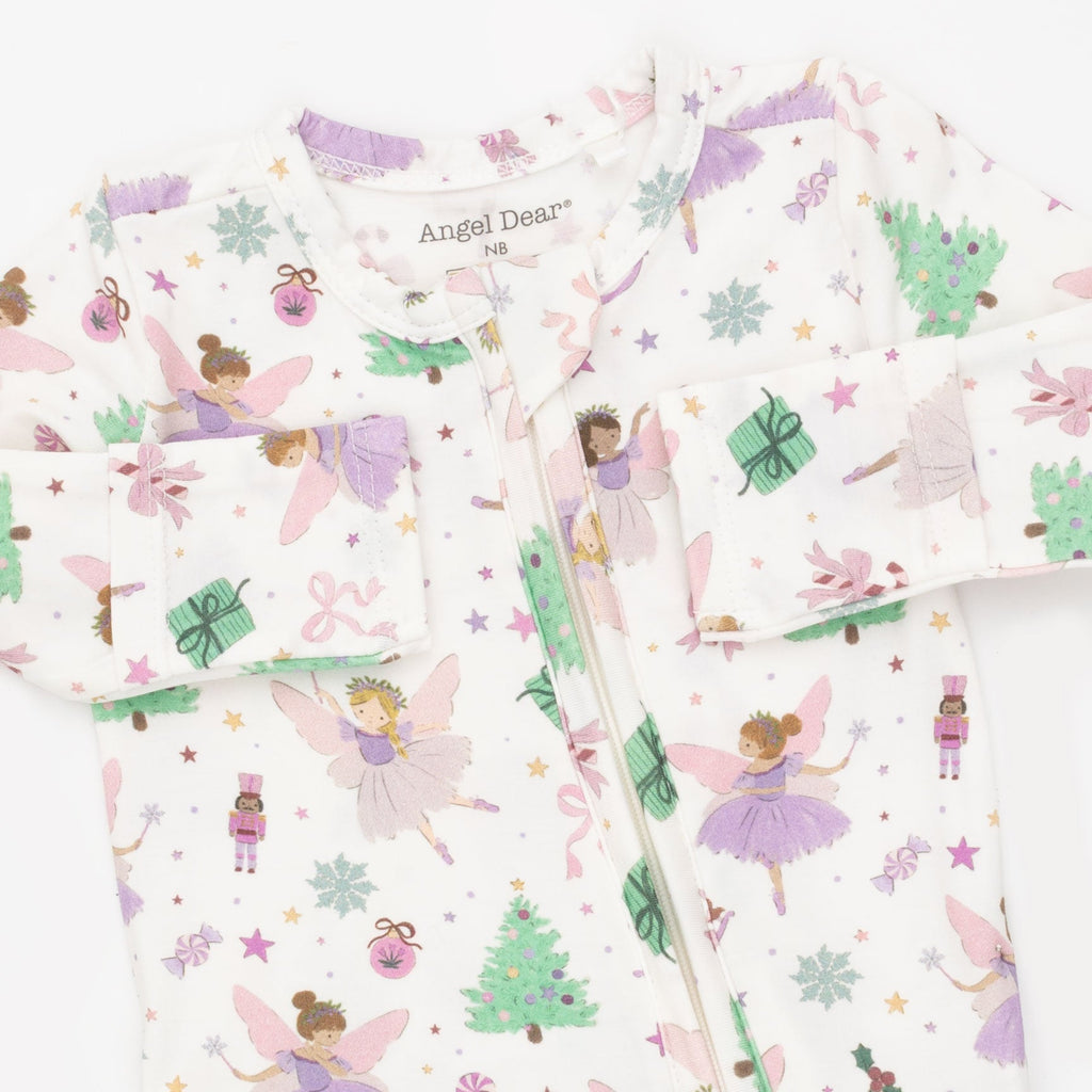 Sugar Plum Fairies - Bamboo - 2 Way Ruffle Back Zipper Footie