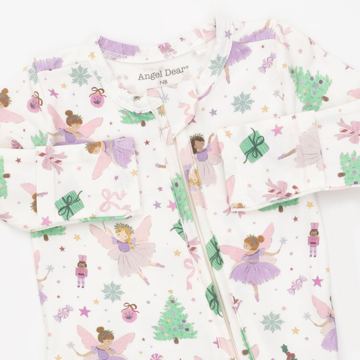 Sugar Plum Fairies - Bamboo - 2 Way Ruffle Back Zipper Footie