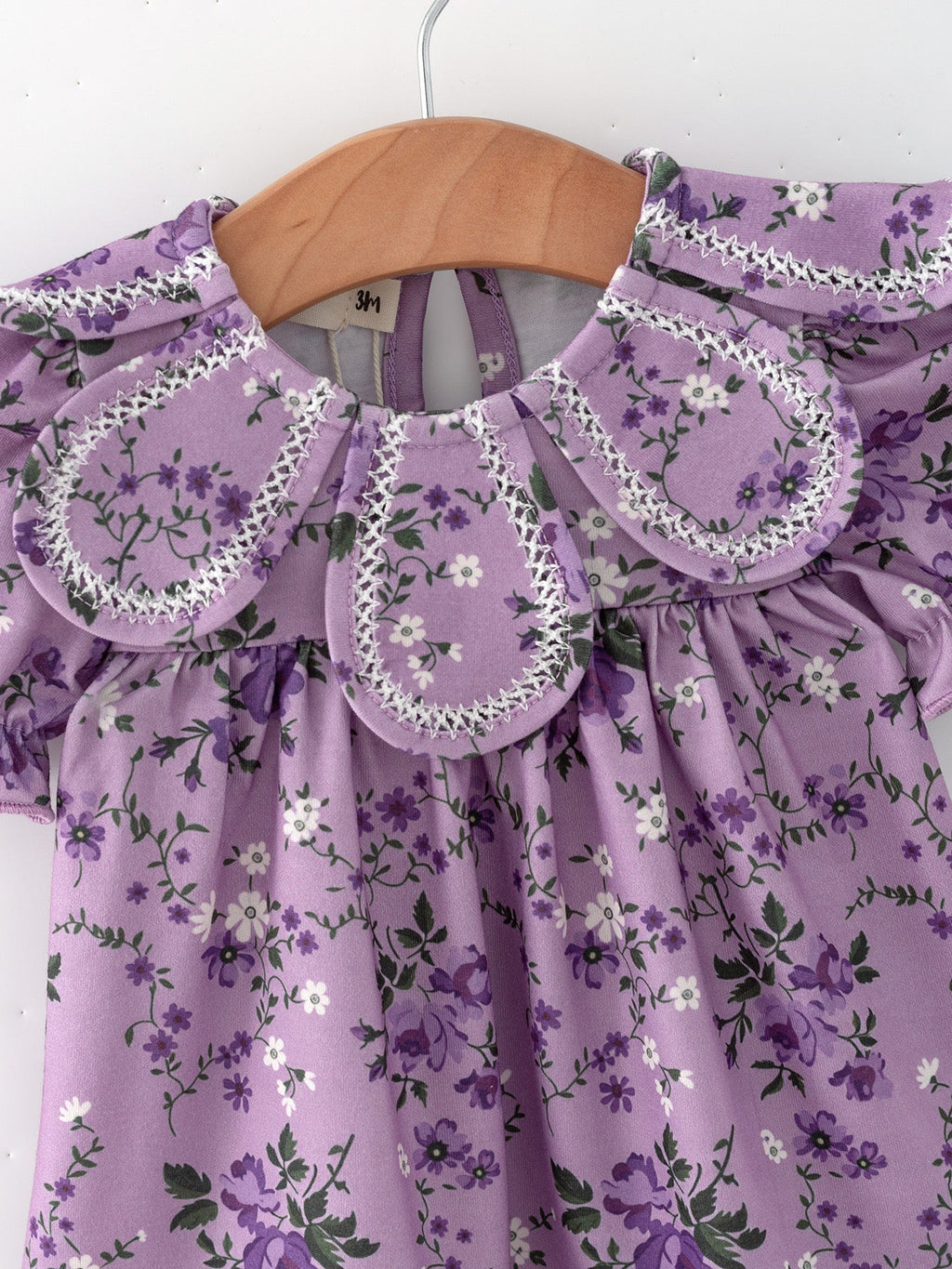 Floral Girls Outfit Set Purple Puff Sleeve Top Bloomers Set