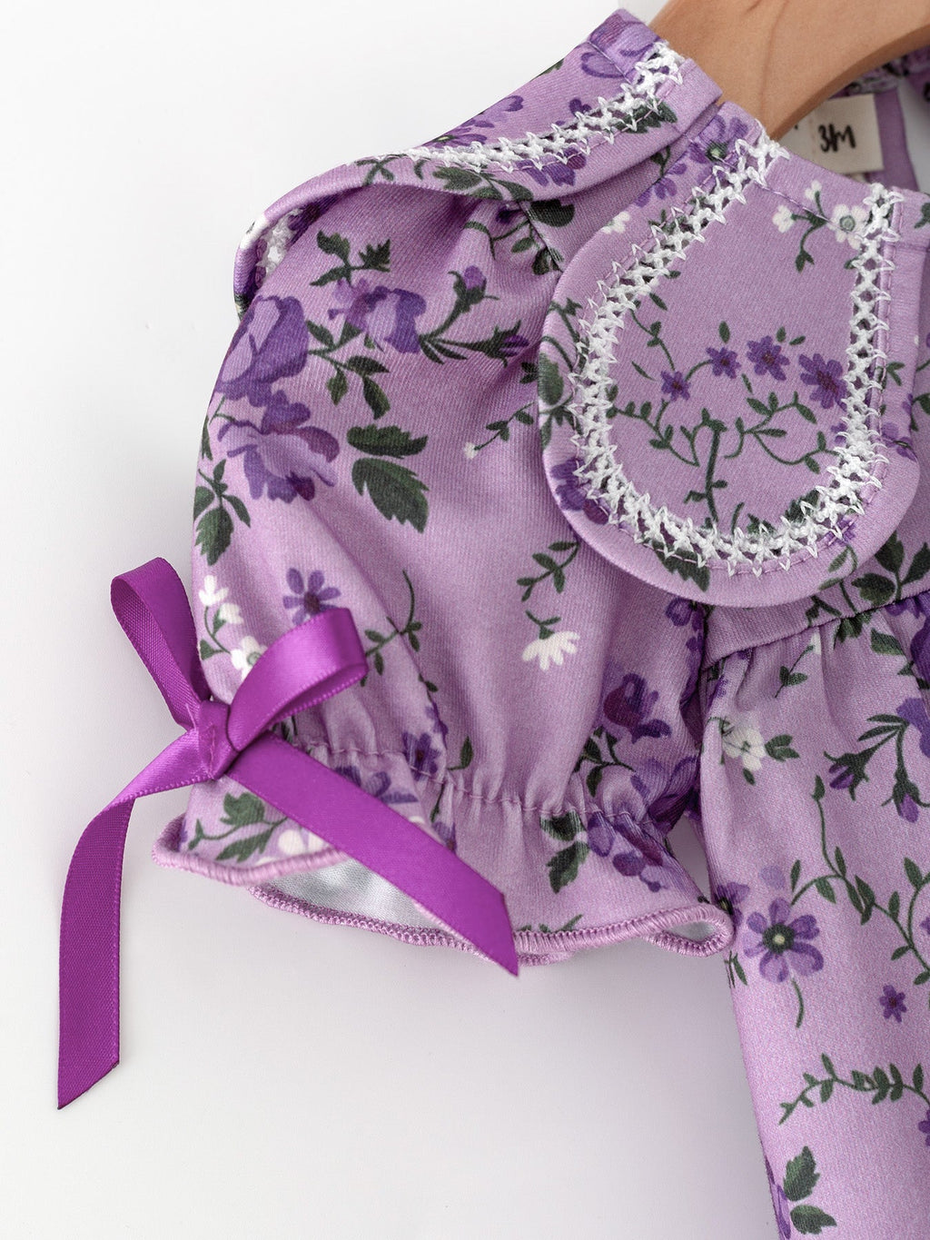 Floral Girls Outfit Set Purple Puff Sleeve Top Bloomers Set