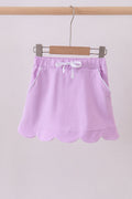Purple scallop hem bow skort