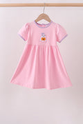 Pink ghost pumpkin embroidery dress