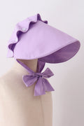 Purple ruffle bow bonnet