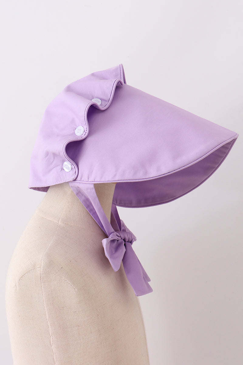 Purple ruffle bow bonnet