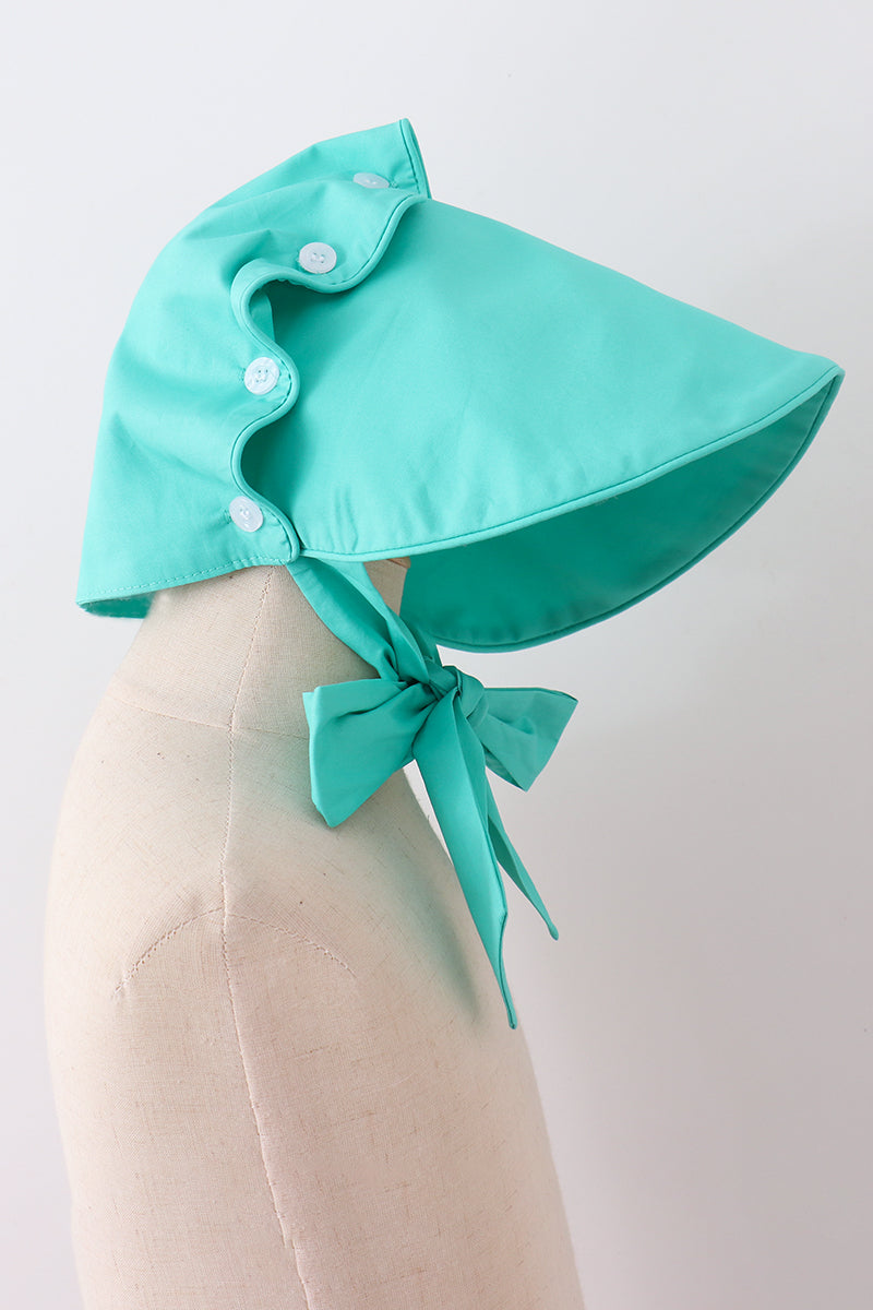 Green ruffle bow bonnet
