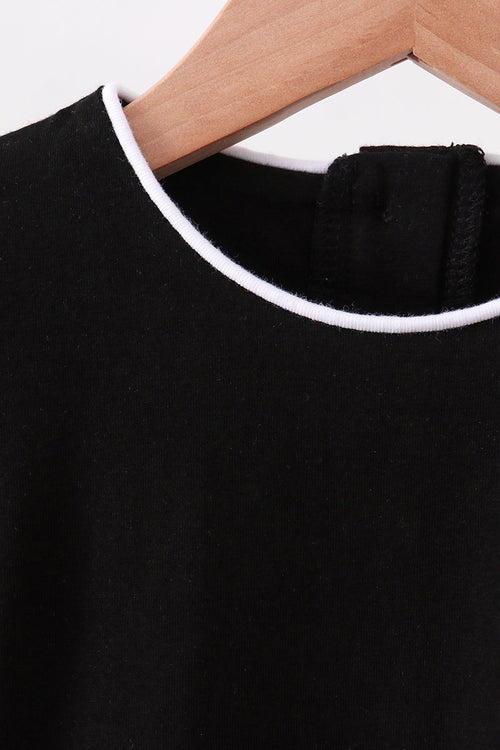 Black flutter sleeve scalloped top