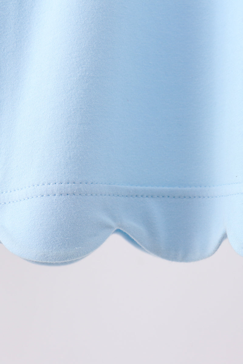 Mint flutter sleeve scalloped top