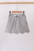 Grey scallop hem bow skort