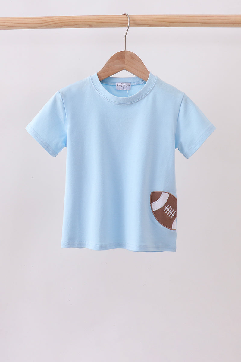 Blue football applique top