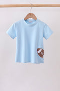 Blue football applique top