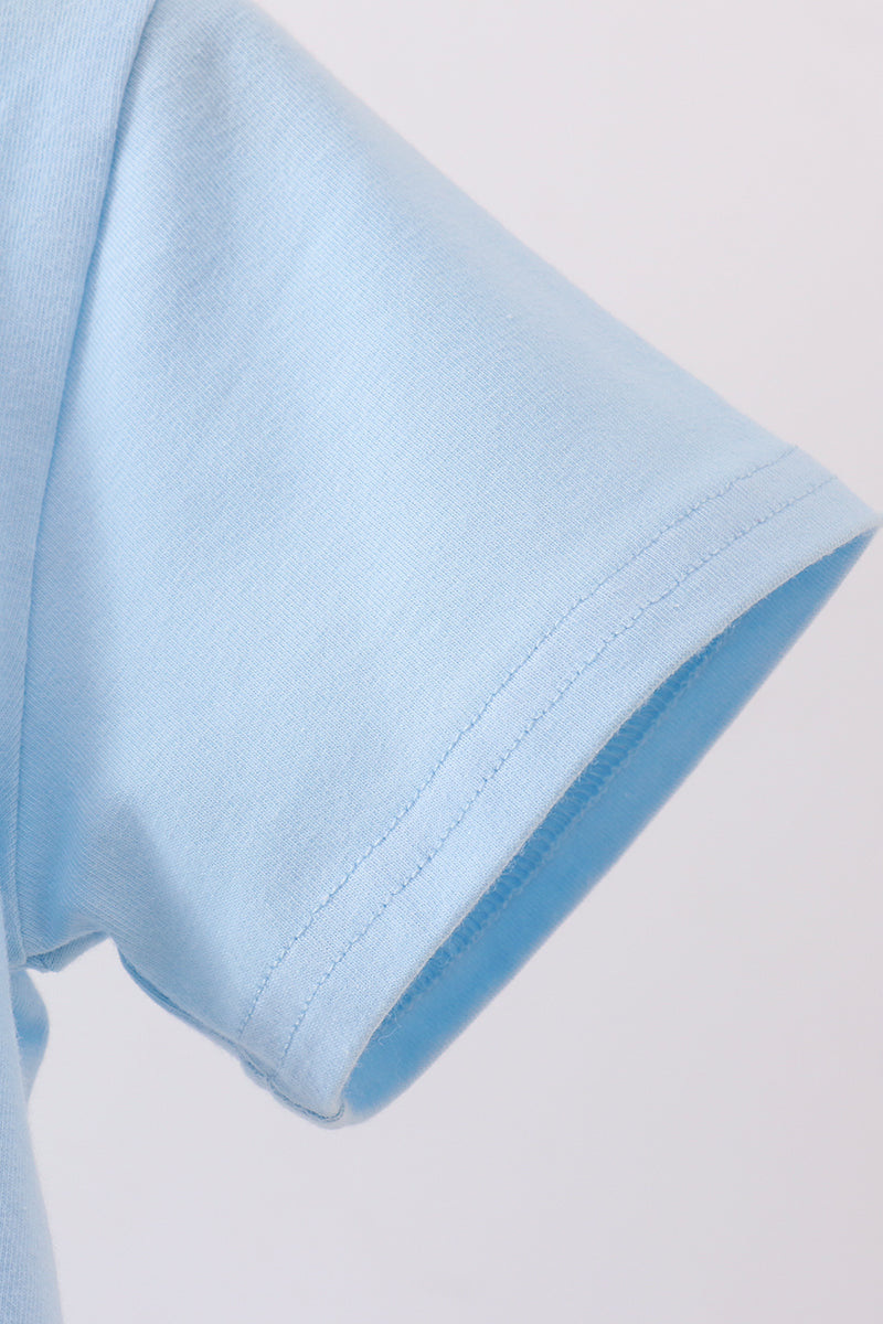 Blue football applique top