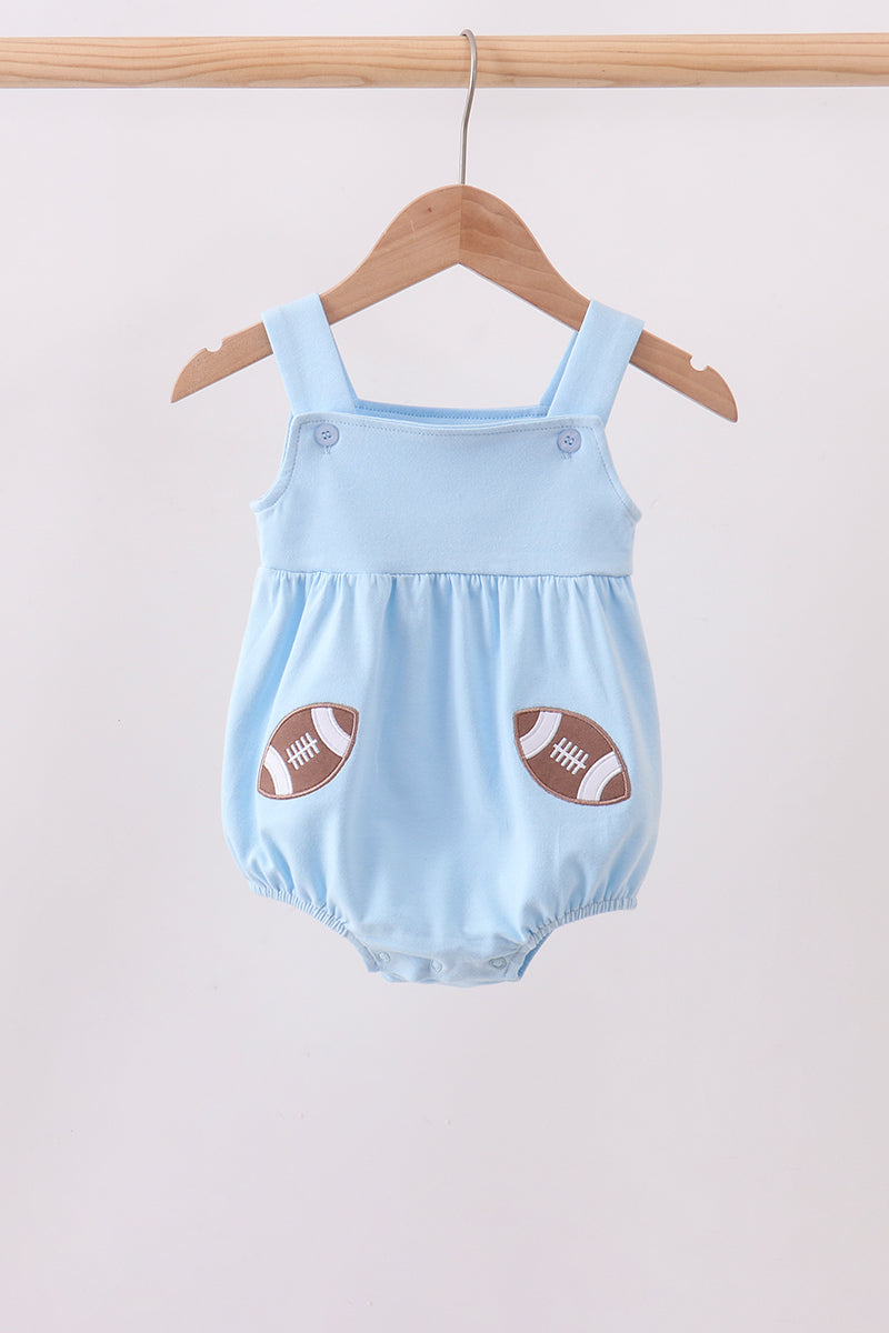 Blue football applique everyone has fun bubble