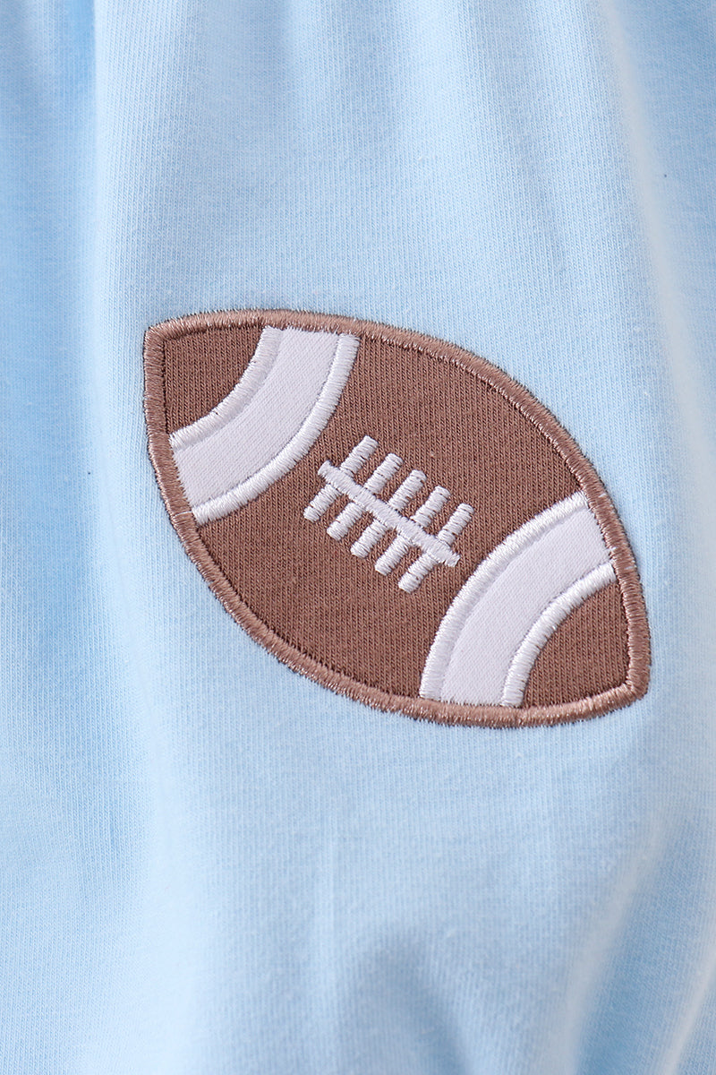 Blue football applique everyone has fun bubble