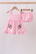 Pink football applique everyone has fun bloomer set
