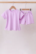 Purple Scalloped Shorts Set
