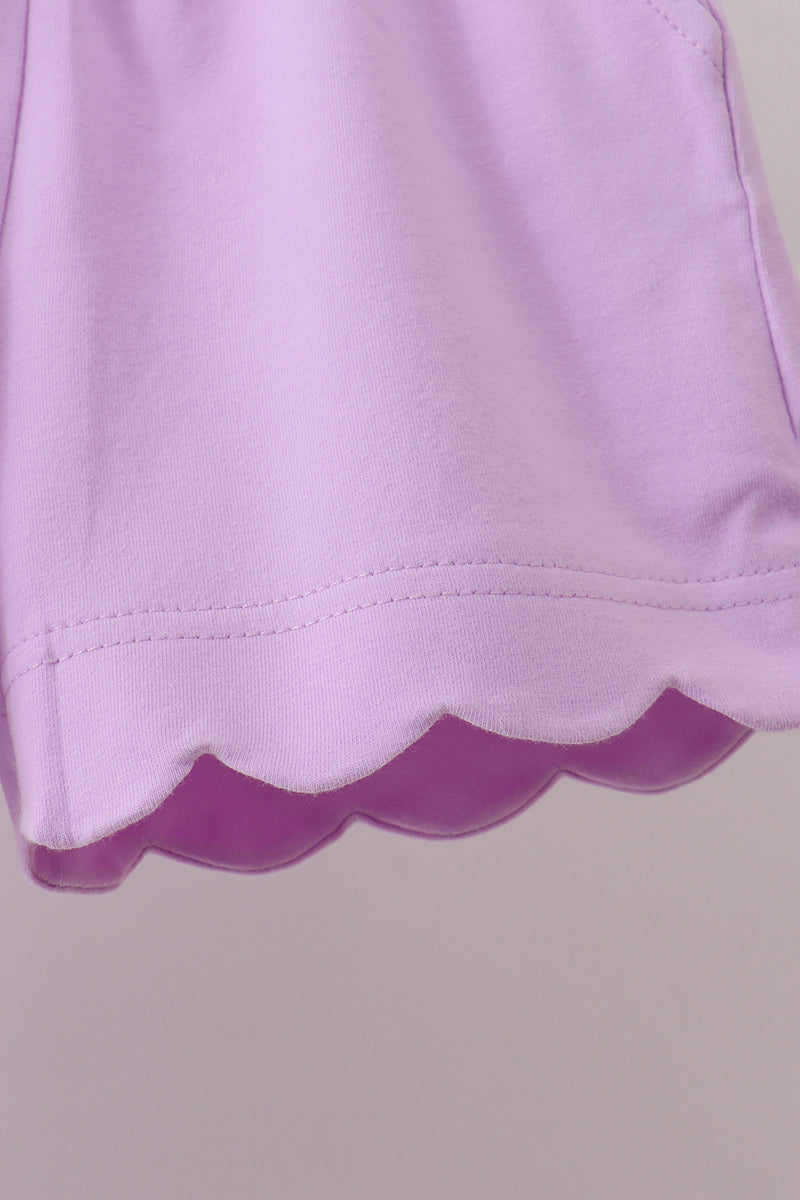 Purple Scalloped Shorts Set