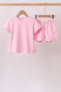 Pink Scalloped Shorts Set
