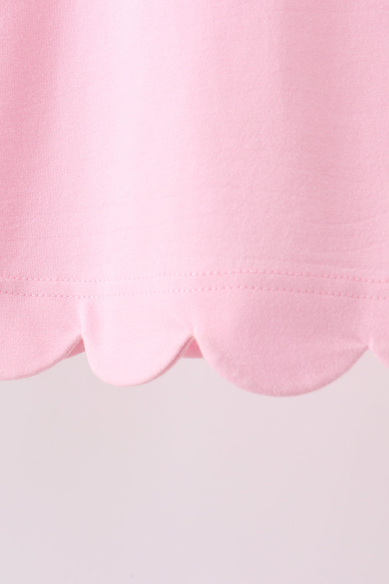 Pink Scalloped Shorts Set