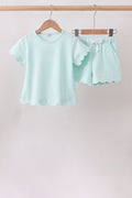 Mint Scalloped Shorts Set
