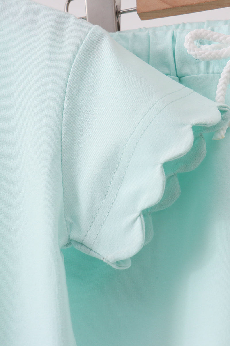 Mint Scalloped Shorts Set