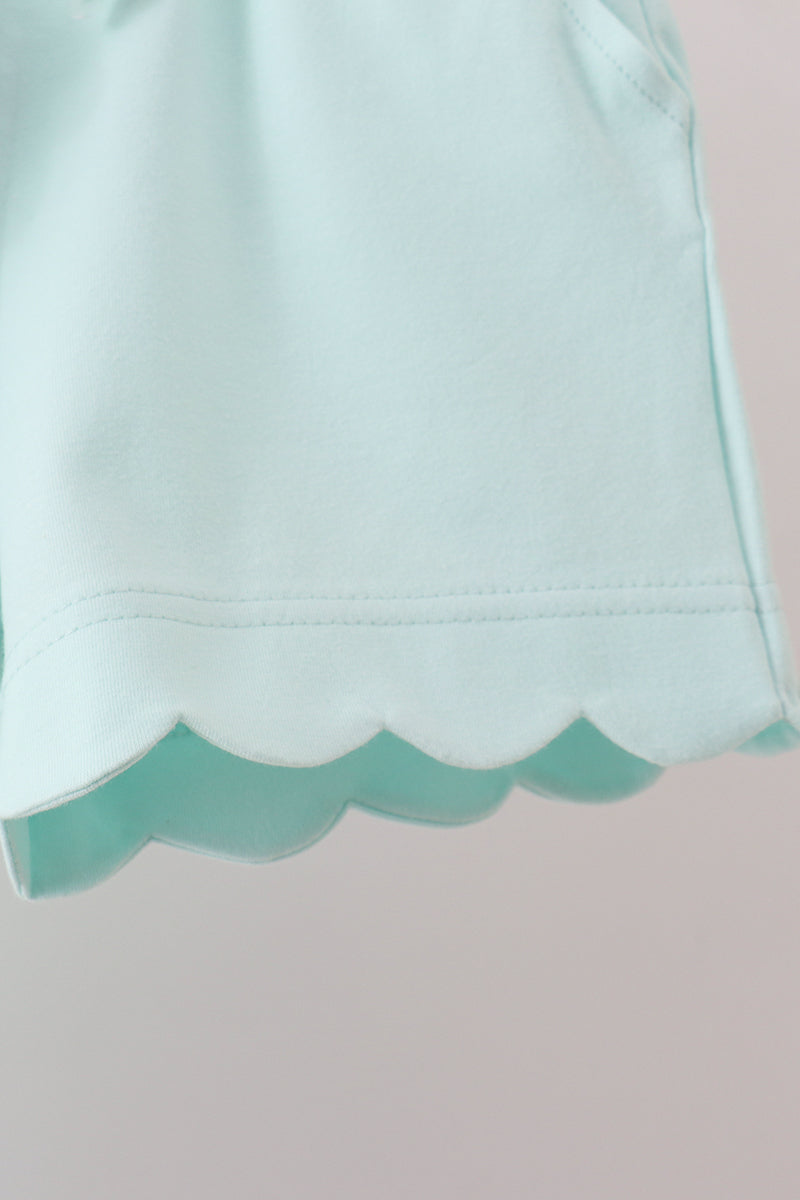 Mint Scalloped Shorts Set
