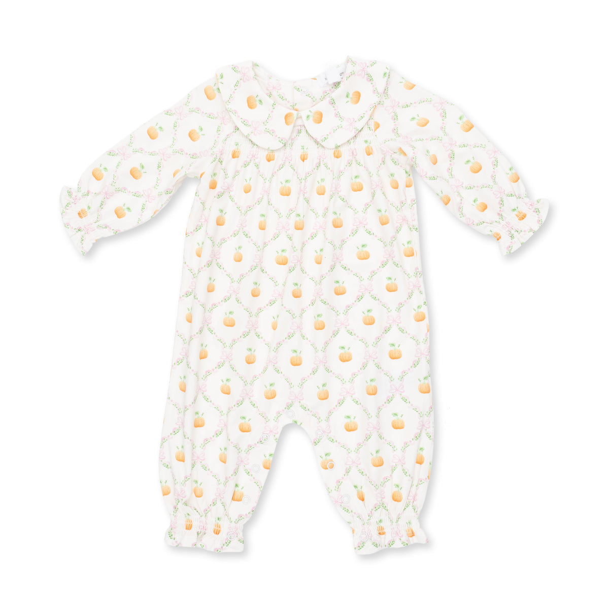 Pretty Pumpkin Trellis - Smocked Long Sleeve Romper
