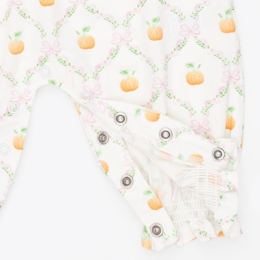 Pretty Pumpkin Trellis - Smocked Long Sleeve Romper