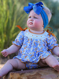 Fall Floral Smocked Girls Bloomer Set