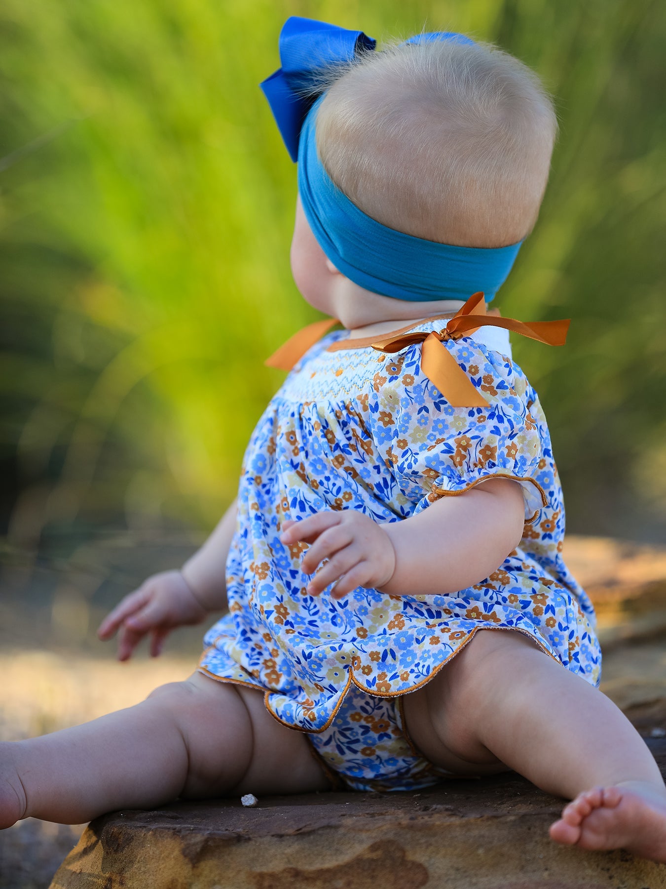 Fall Floral Smocked Girls Bloomer Set