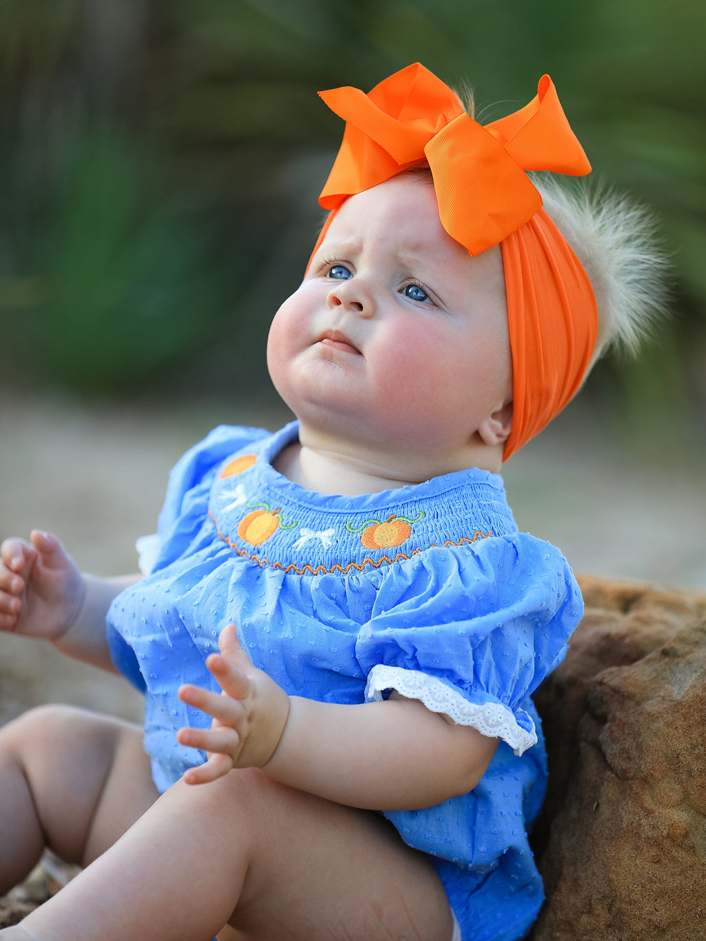 Halloween Thanksgiving Pumpkin Smocked Bubble Romper