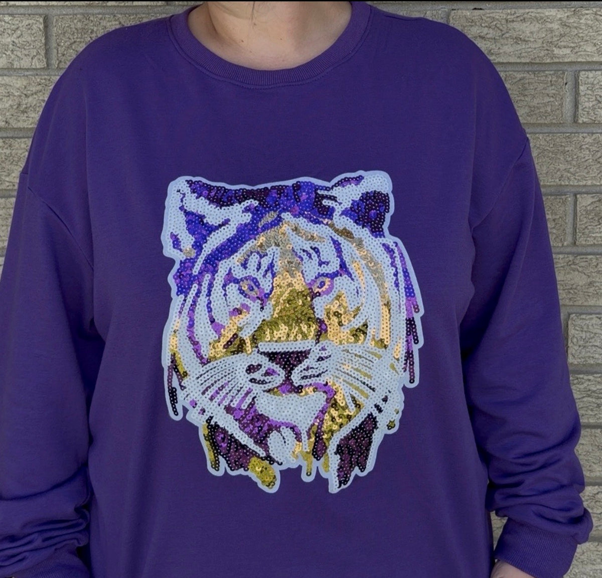 Purple Tiger Sequin Sweatshirt