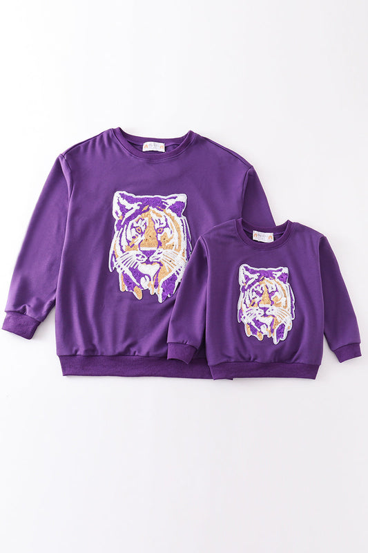 Purple Tiger Sequin Sweatshirt