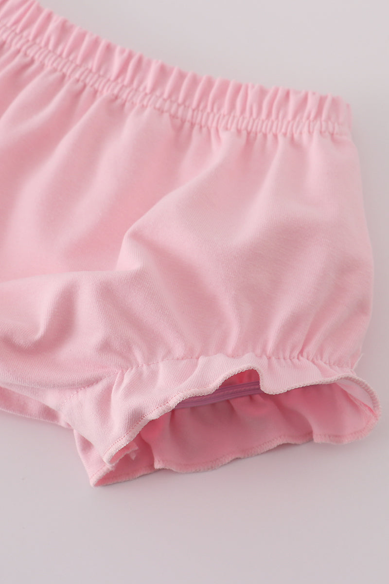 Pink Bow Embroidered Bow Bloomer Set
