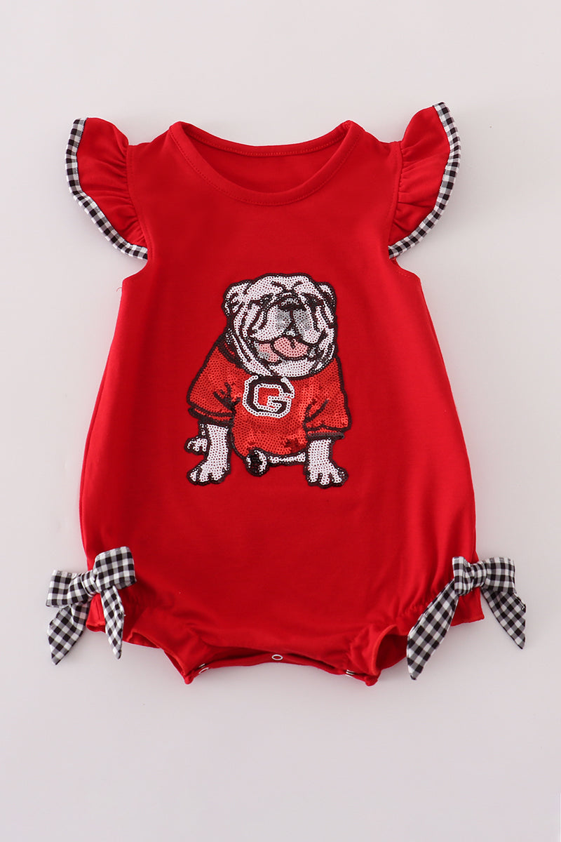 Red Georgia bulldog sequin bubble