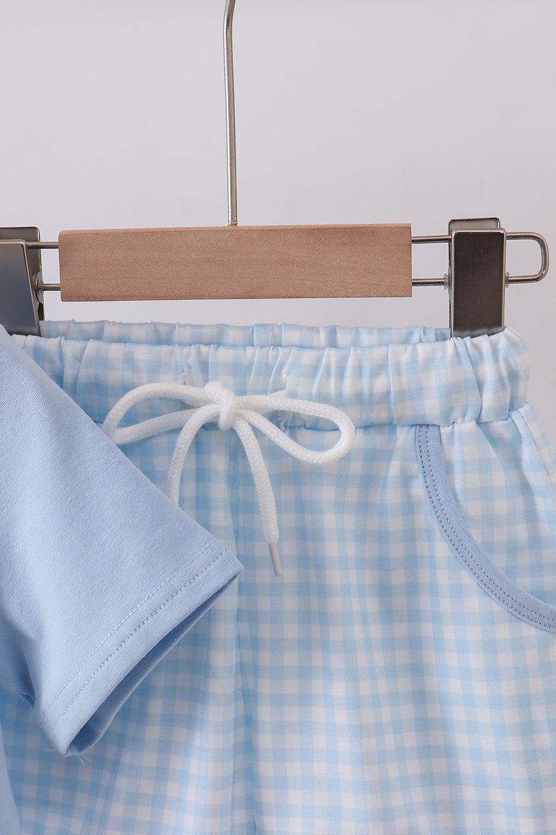 Blue Whale Embroidered Shorts Set