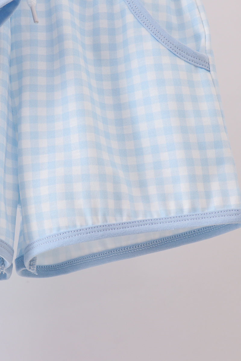 Blue Whale Embroidered Shorts Set