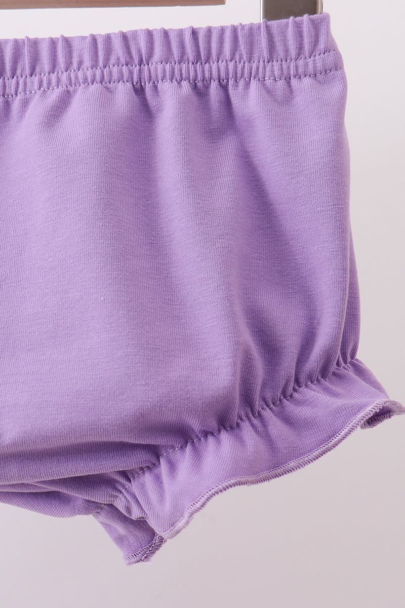 Purple rose bow smocked ruffle bloomer set