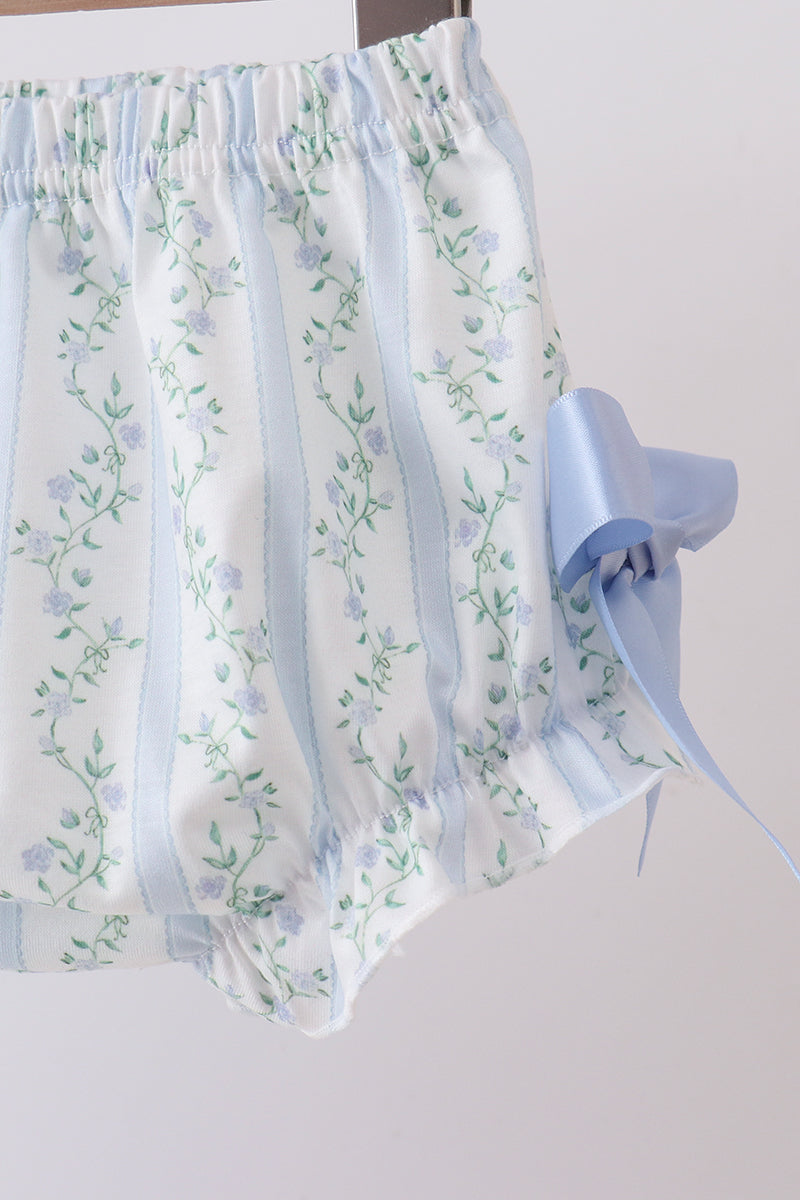 Blue character applique ruffle bloomer set
