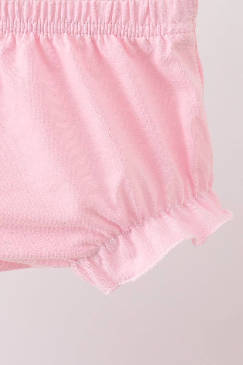 Pink carousel print ruffle bloomer set