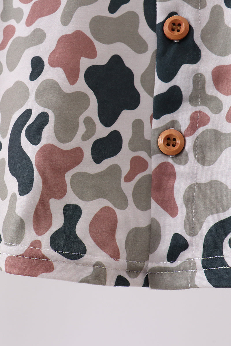 Camo Duck Embroidered Button Down Shirt