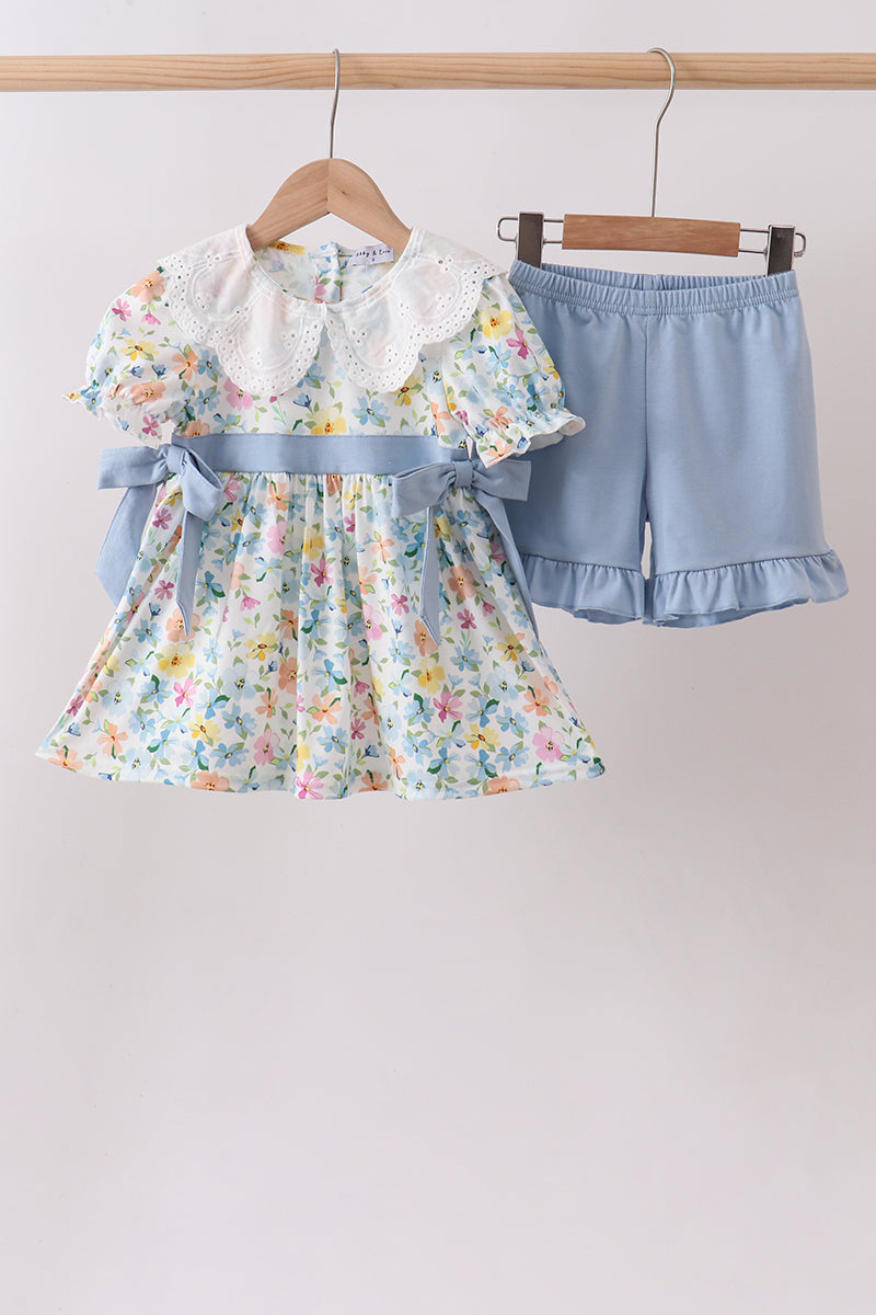 Blue Floral Lace Set