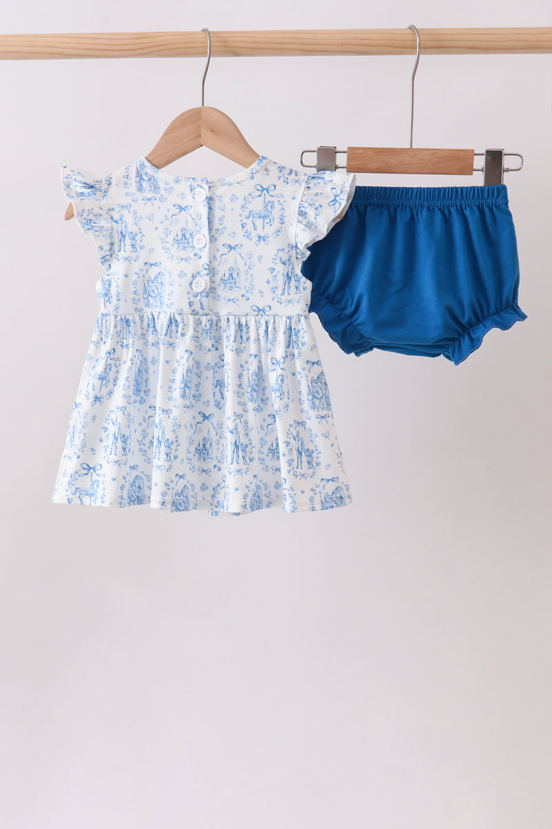 Blue Castle Smocked Ruffle Bloomer Set