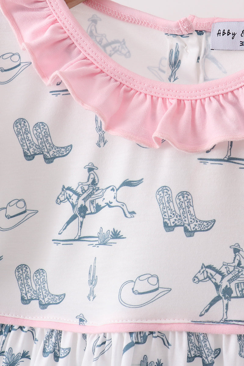 Pink Cowboy Ruffle Set