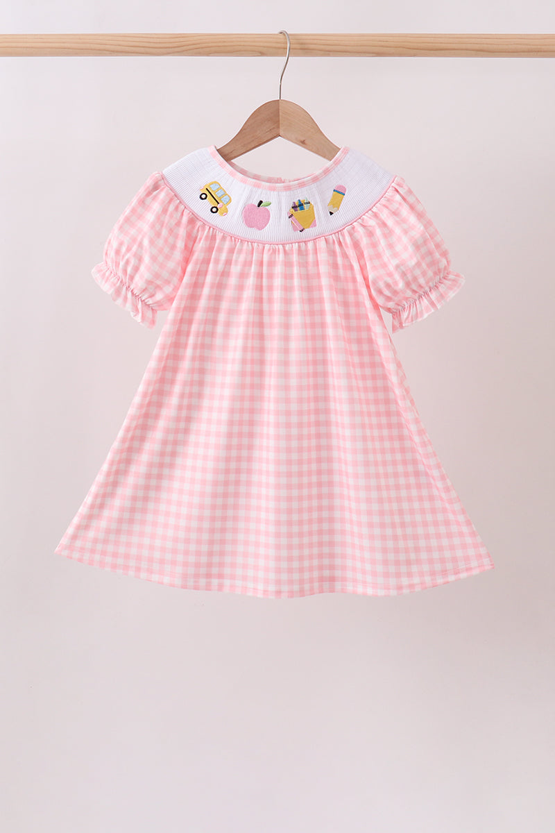 Pink Apple Bus Smocked Dress