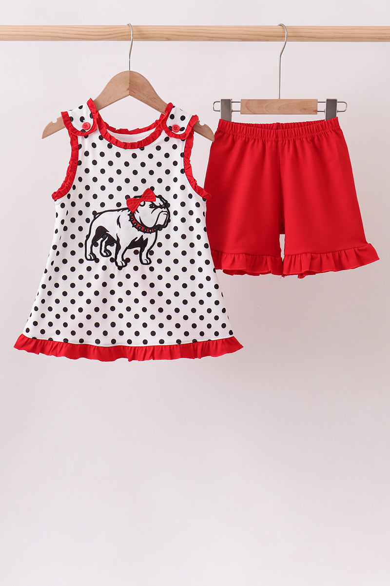 Red Georgia Bulldog Applique Ruffle Set