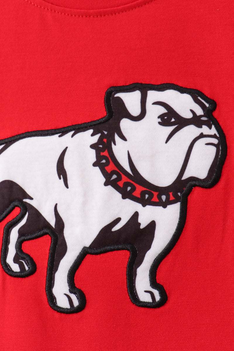 Red Georgia Bulldog Applique Shorts Set