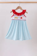 Blue Apple Pencil Embroidered Dress