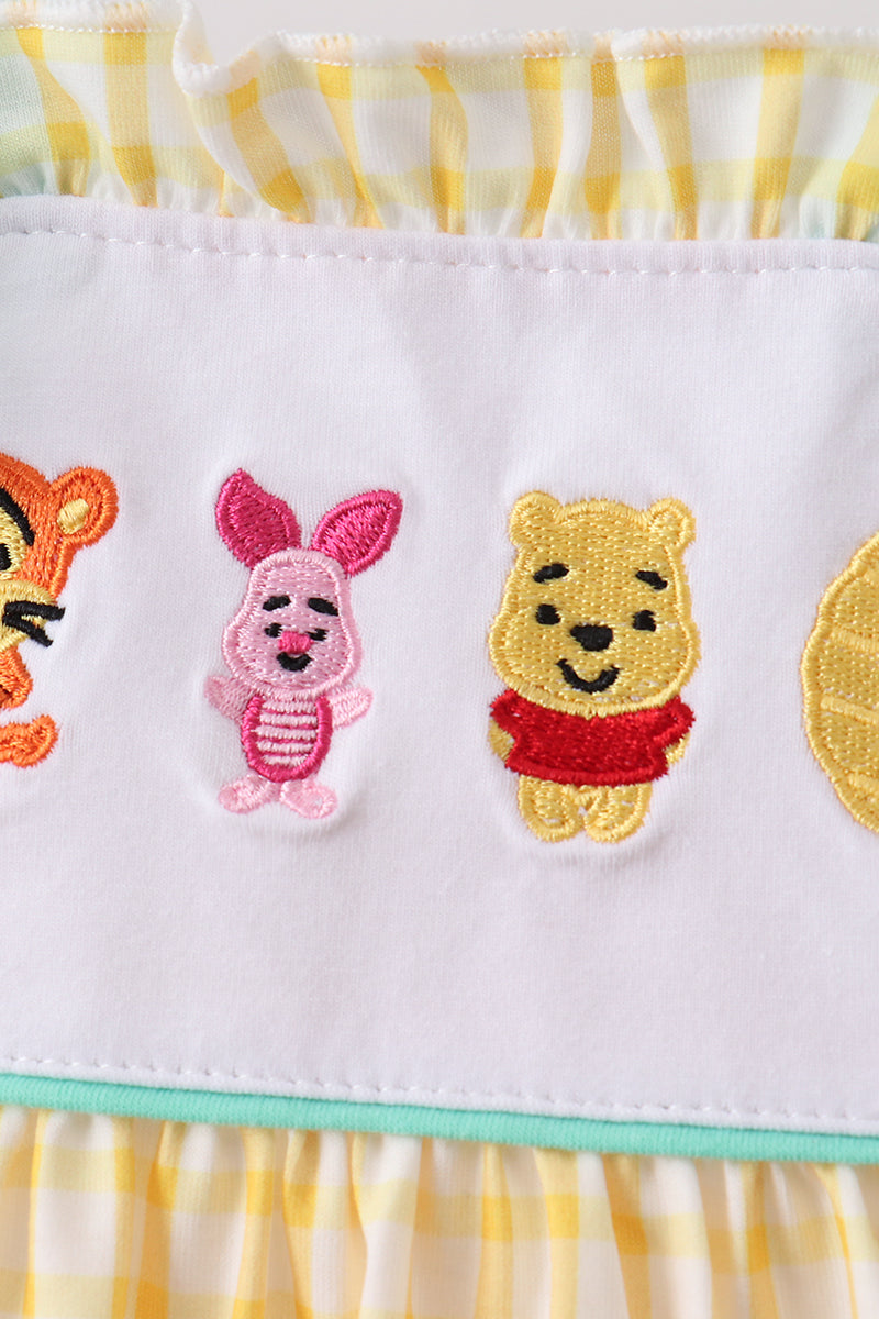 Mustard Honey Bear Embroidered Bloomer set