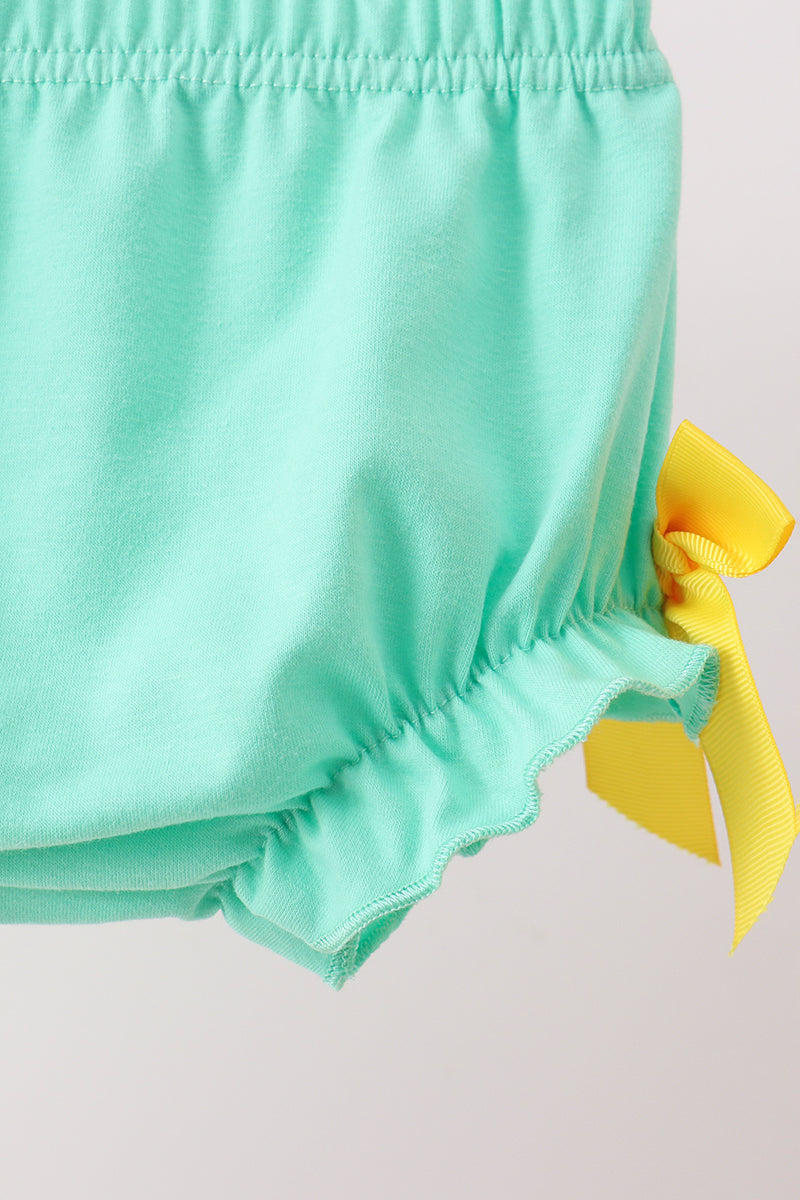 Mustard Honey Bear Embroidered Bloomer set