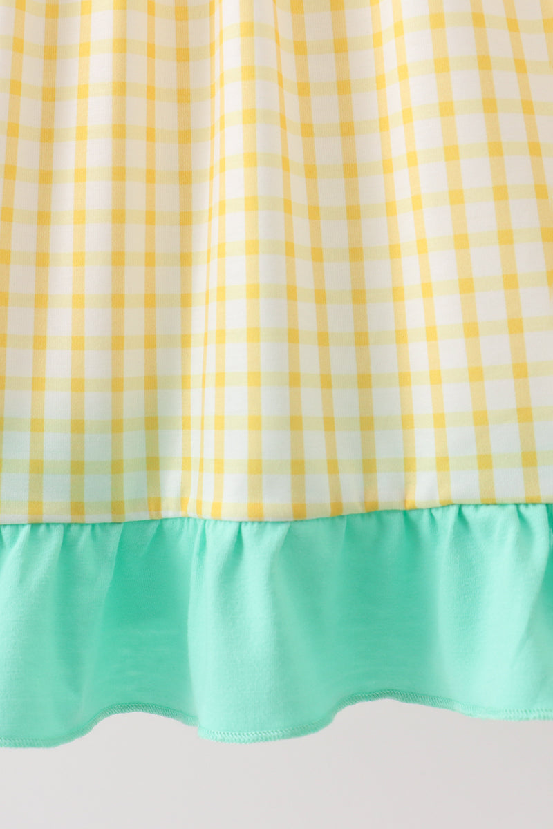 Mustard Honey Bear Embroidered Dress